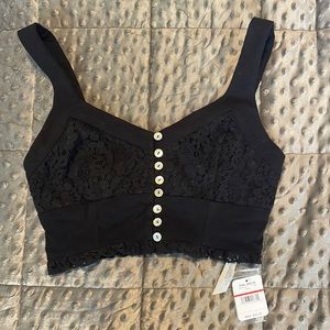 Intimately Free People Black Cropped Tank Top Corset Size Small NWT